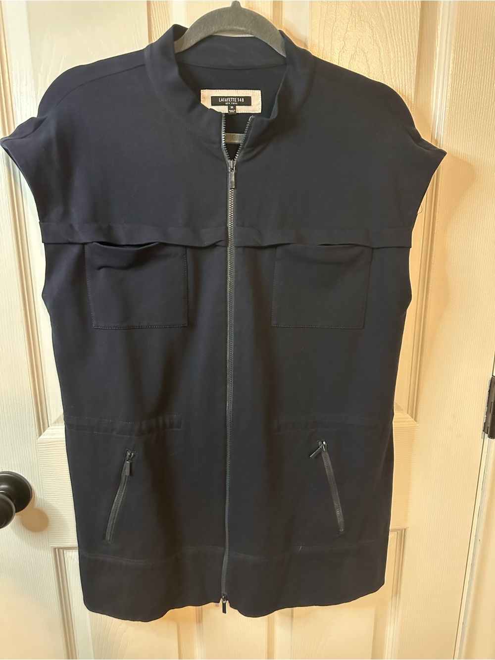 Lafayette 148 New York Navy Zip-Front Vest